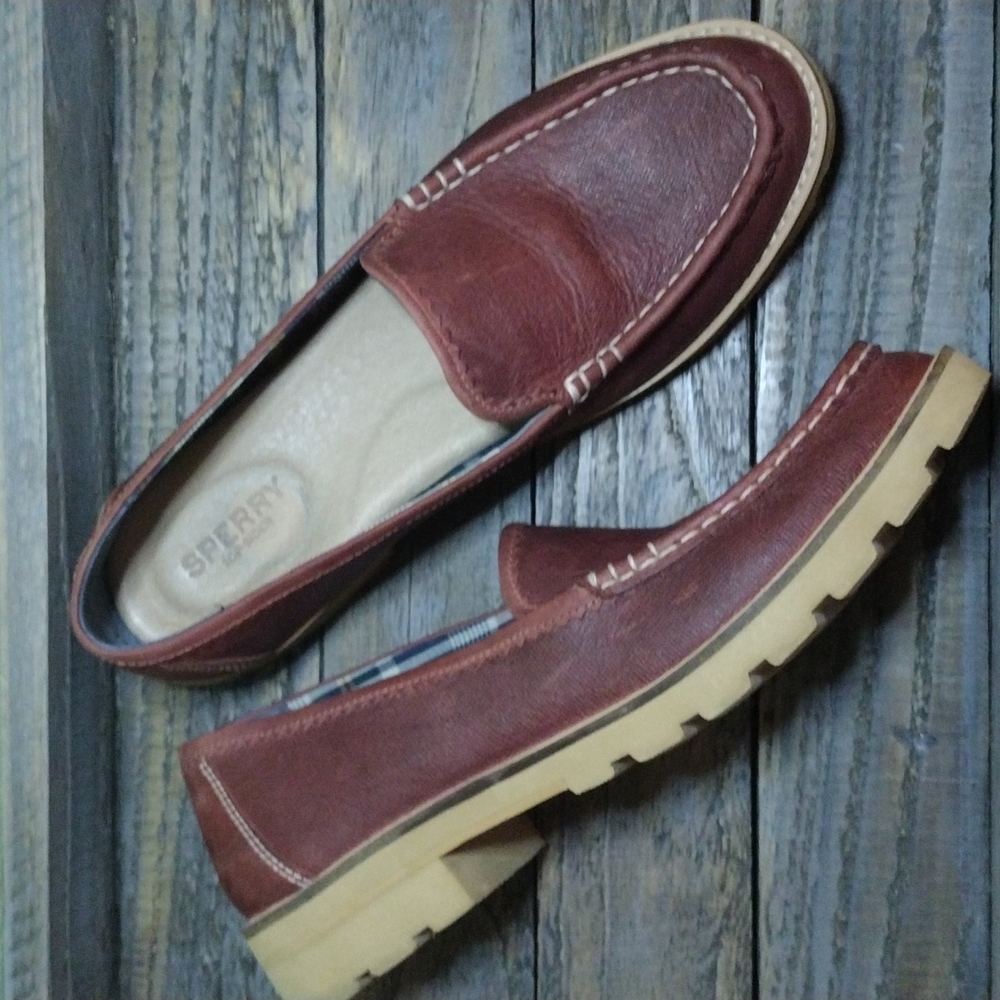 Sperry Chestnut Brown Leather Lug-Soled Loafers - Picture 4 of 11